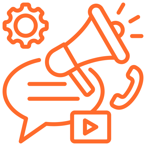 Social media marketing service icon for brand awareness and customer engagement.